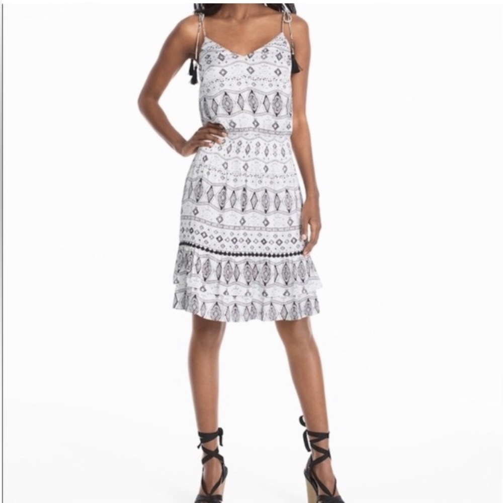 White House Black Market Black and White Patterned Dress